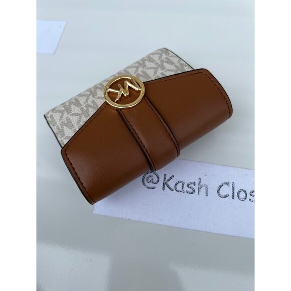 Michael Kors wallet carmen trifold medium leather purse vanilla - Picture 4 of 9